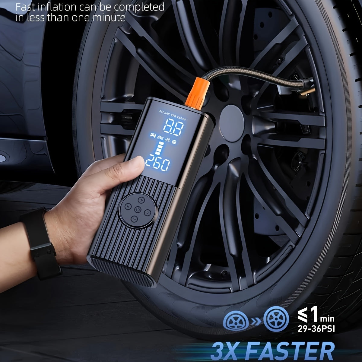 Portable Tire Inflator with Dual Screen