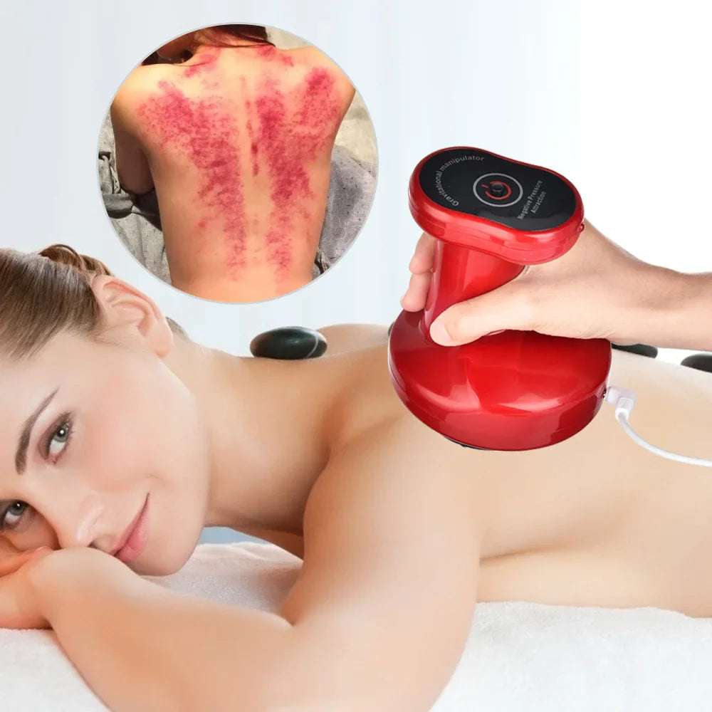 Electric Cupping Therapy Massager EMS Gua Sha Scraping Suction Cup Red