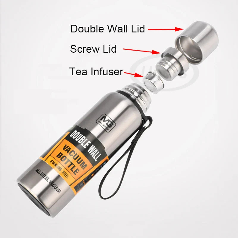 1000ml Stainless Steel Thermos Bottle Silver