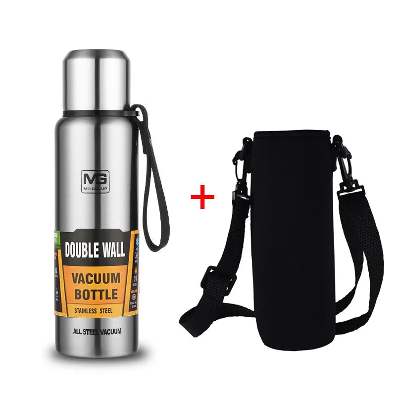 1000ml Stainless Steel Thermos Bottle Silver