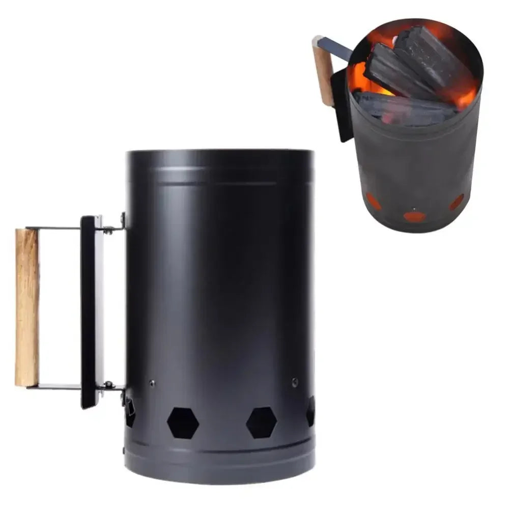 Charcoal Starter Chimney Spark Bucket Black