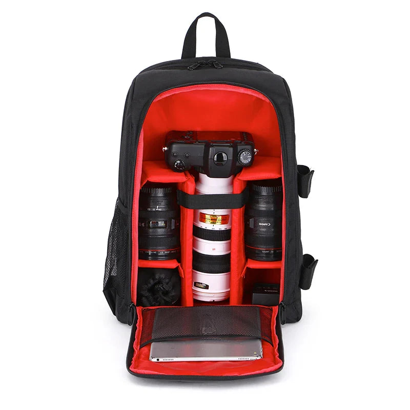 Camera Backpack Laptop Compartment Red