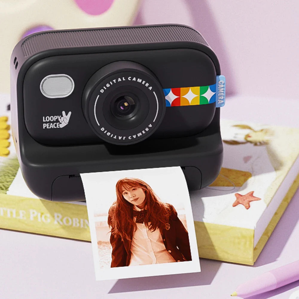 Color Instant Print Camera for Kids Black