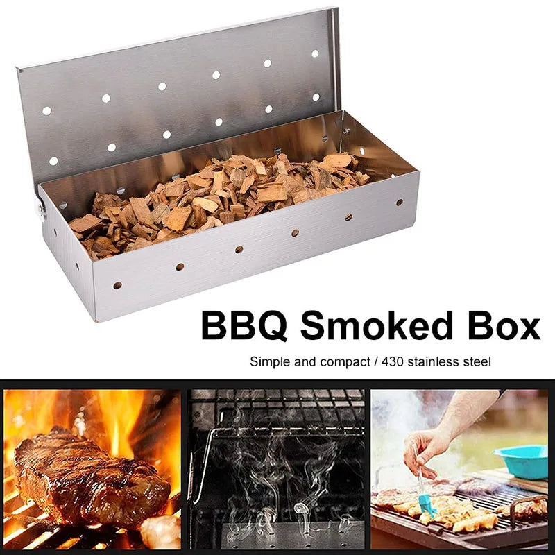 Smoker Box for Wood Chips Silver