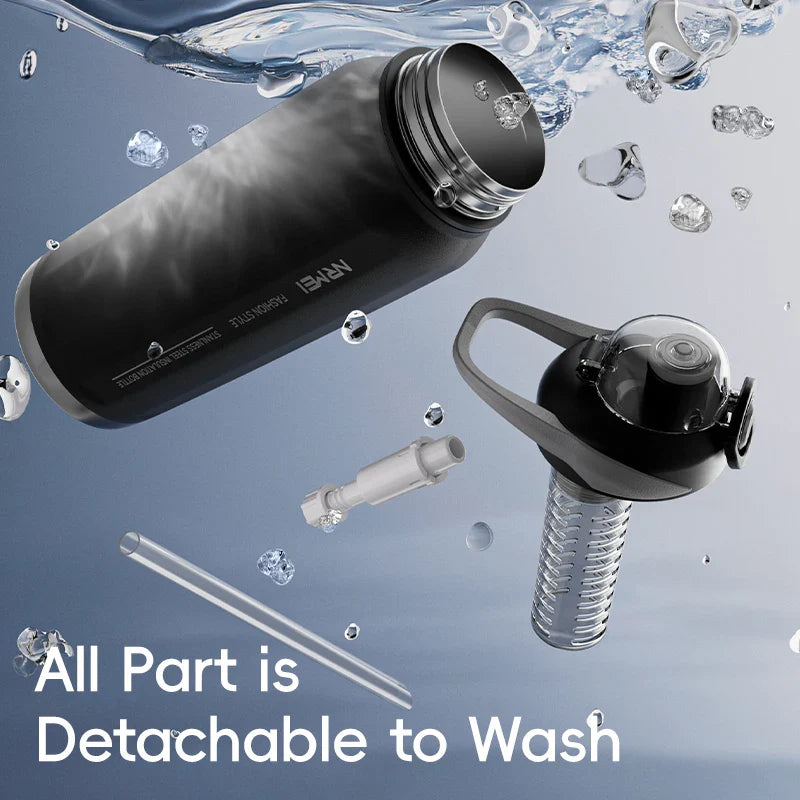 1000ML One Button Open Thermos Bottle Black