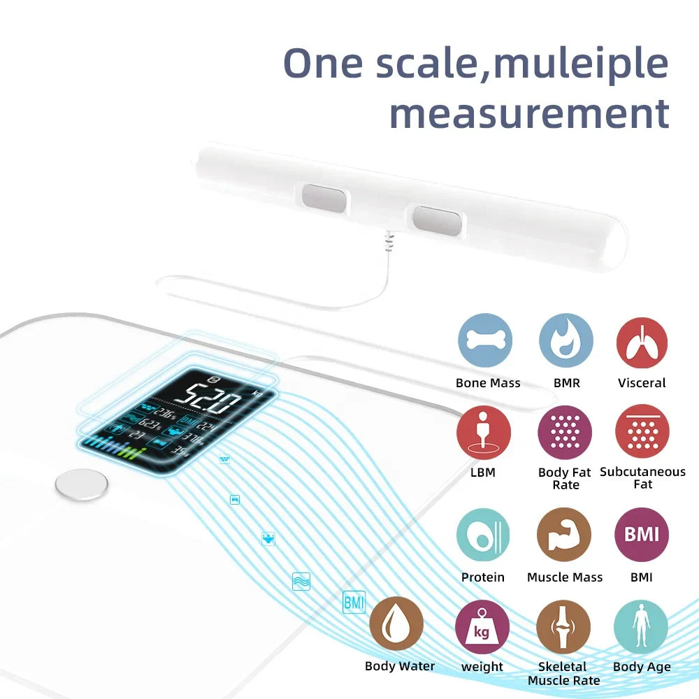 Smart Body Fat Scale with Handle White