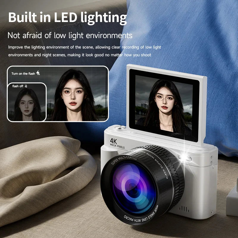 Retro Digital Camera Large Lens White