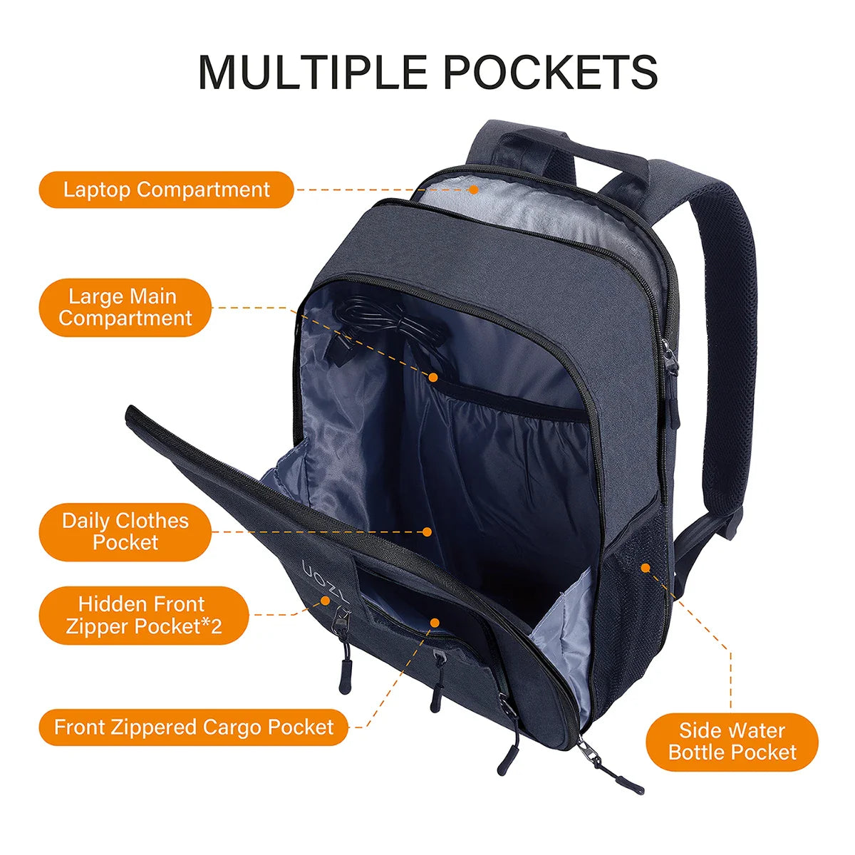 Slim Expandable Laptop Backpack Dark Grey