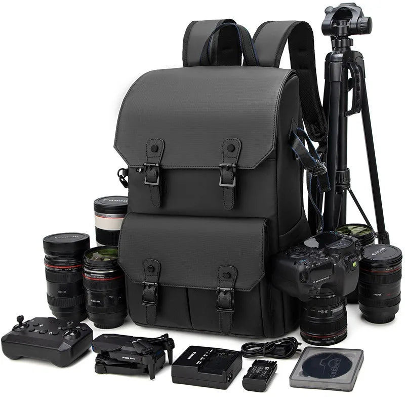 Waterproof Anti-Theft Camera Backpack Black