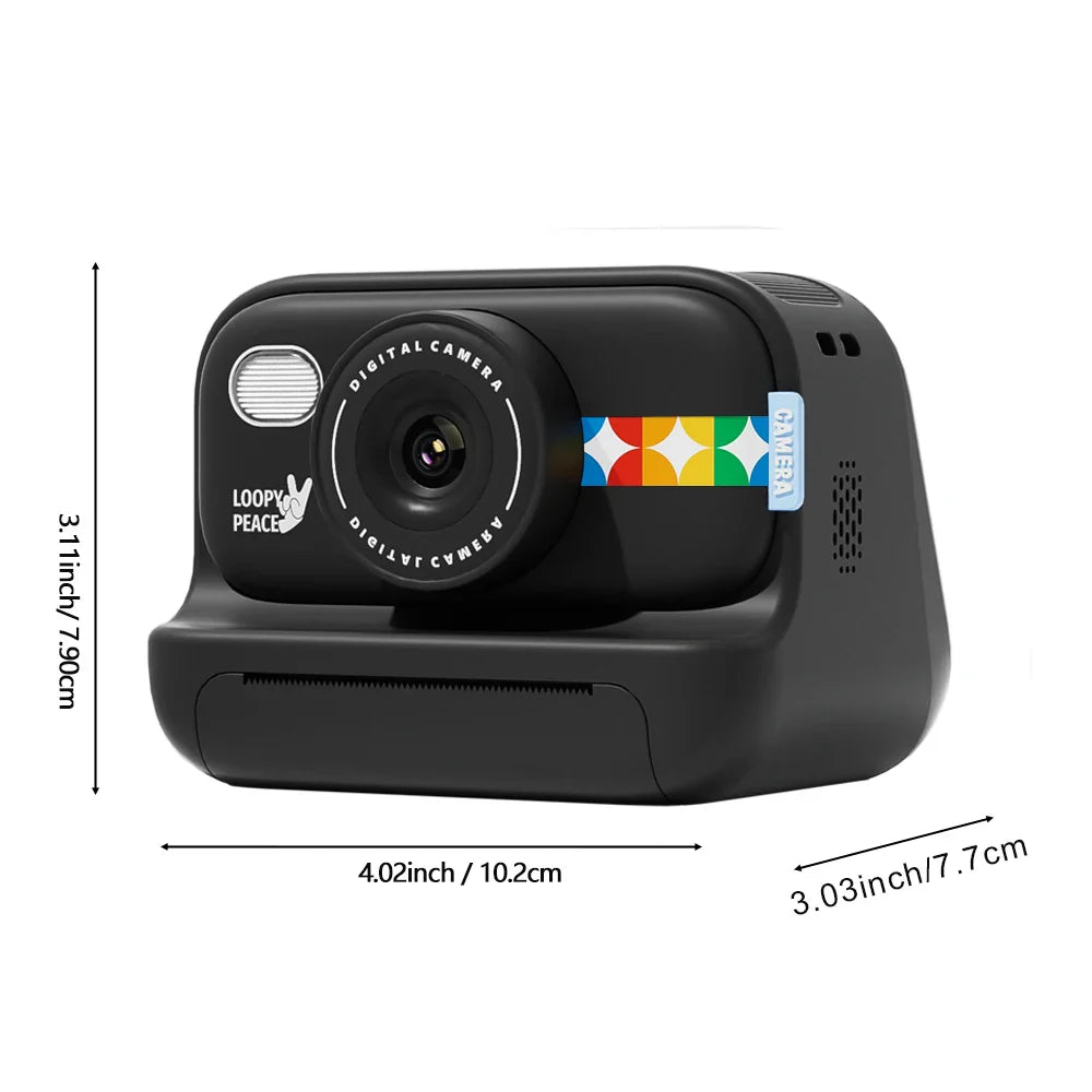 Color Instant Print Camera for Kids Black