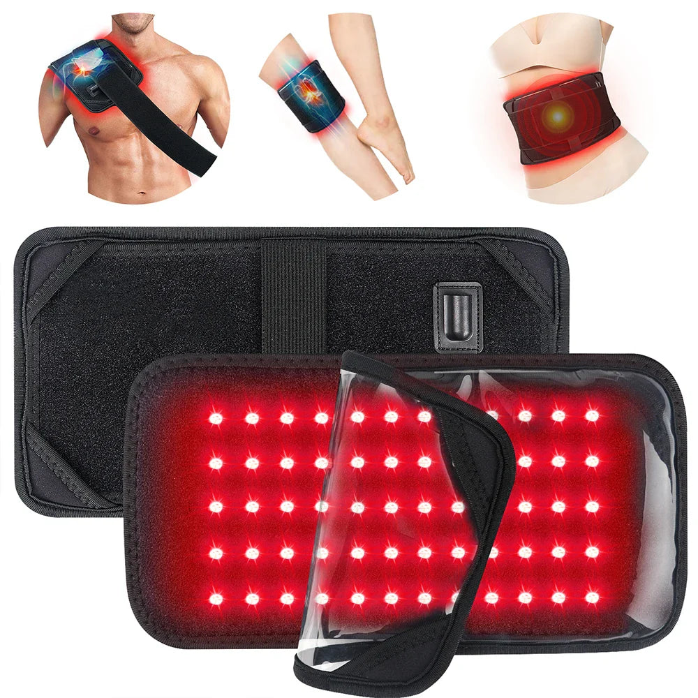 60-LED Red Infrared Light Therapy Belt Black