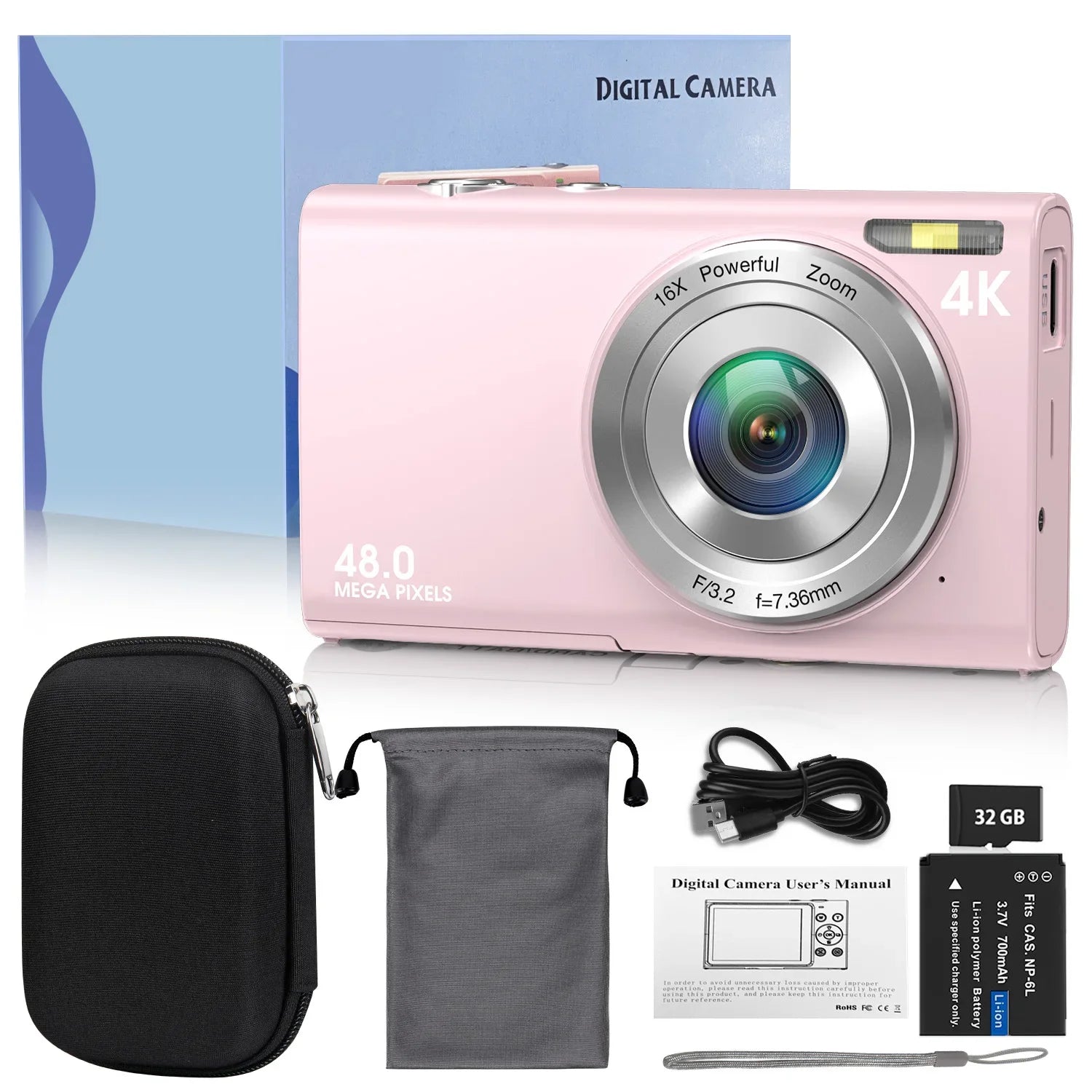 Digital Camera with Autofocus Pink