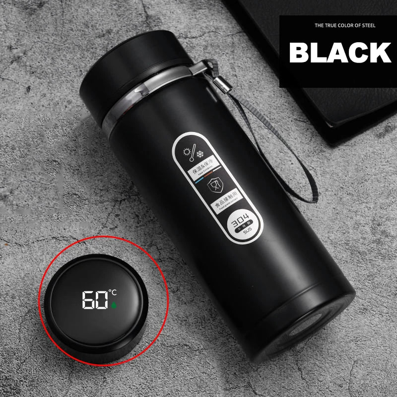 1L Thermos Bottle with LED Temperature Display Black