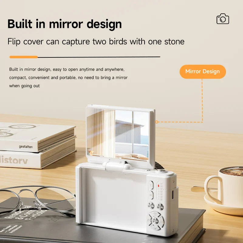 Retro Digital Camera Large Lens White