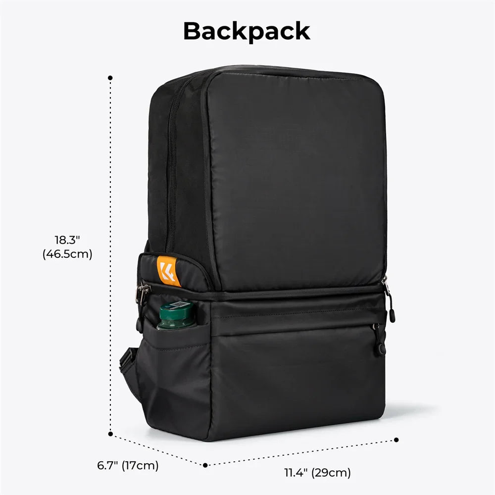 22L 2-in-1 Camera Backpack Sling Bag Black