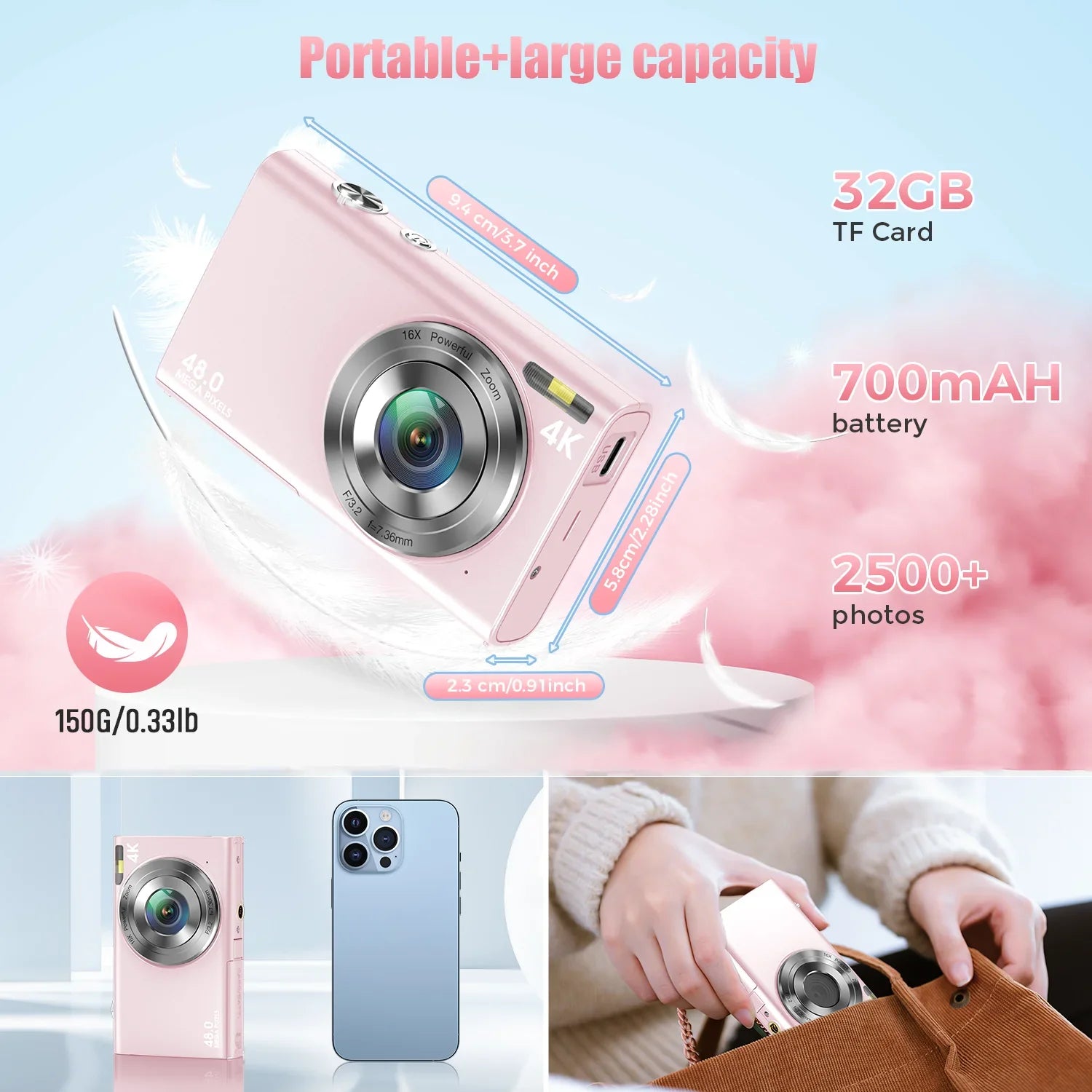 Digital Camera with Autofocus Pink