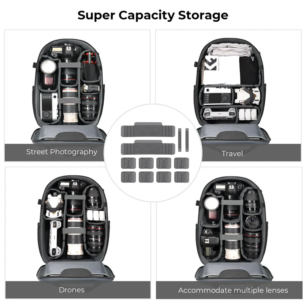 22L Photography Camera Backpack Black