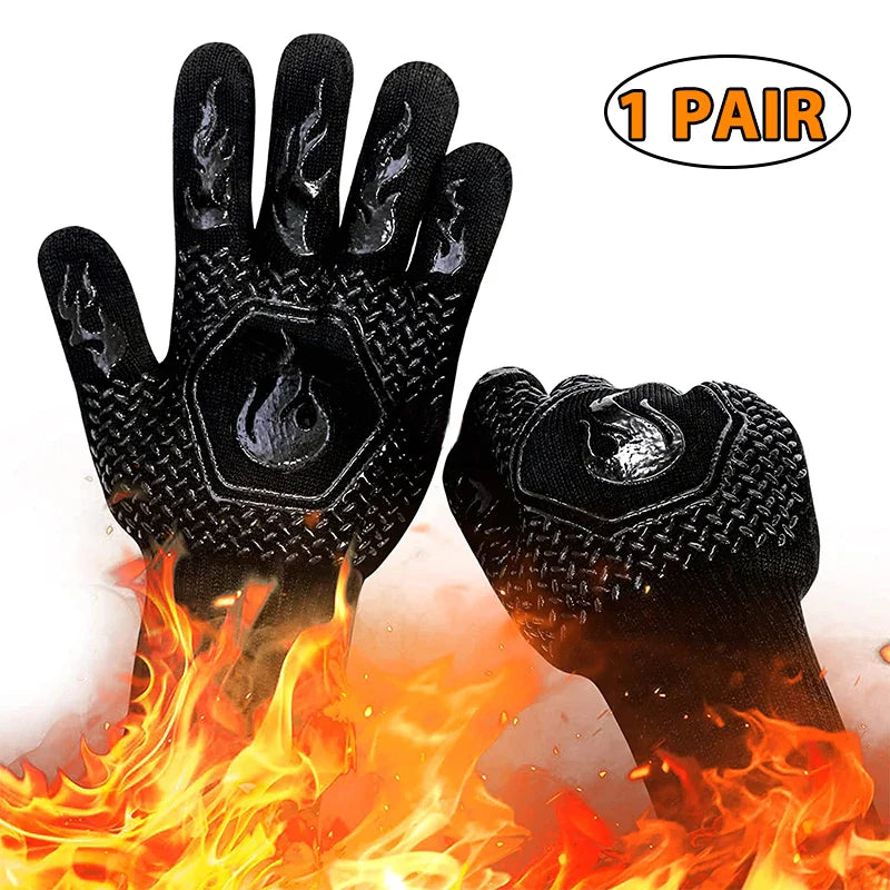 1 Pair Heat-Resistant Oven Gloves Black