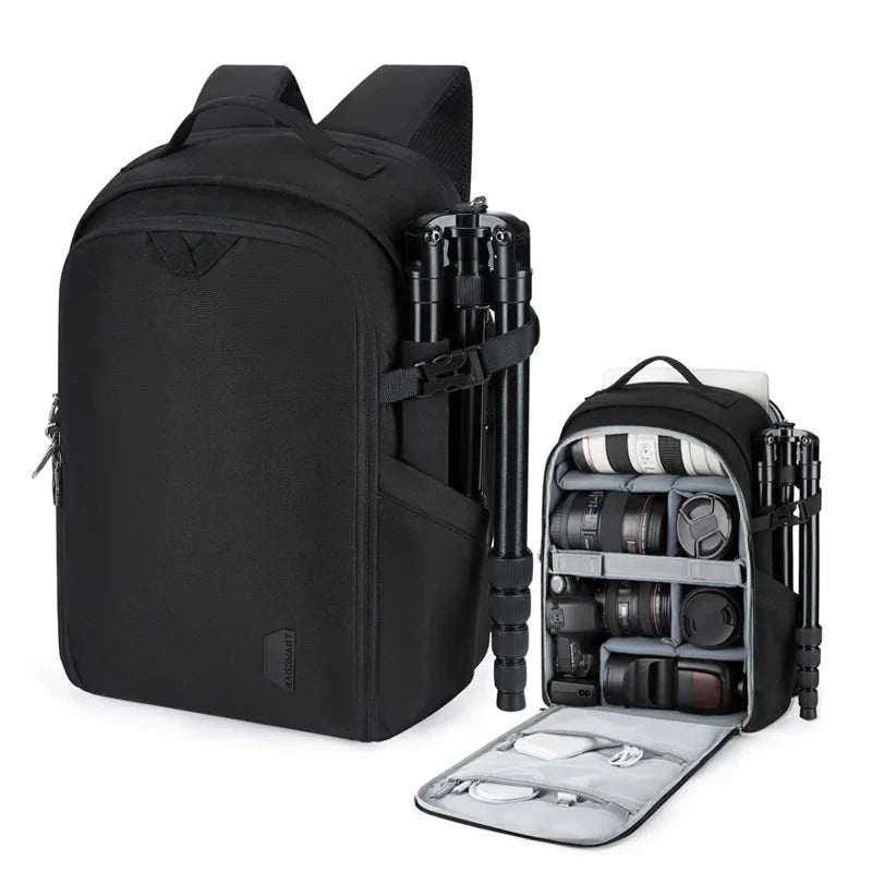 Camera Backpack with Laptop Compartment Black