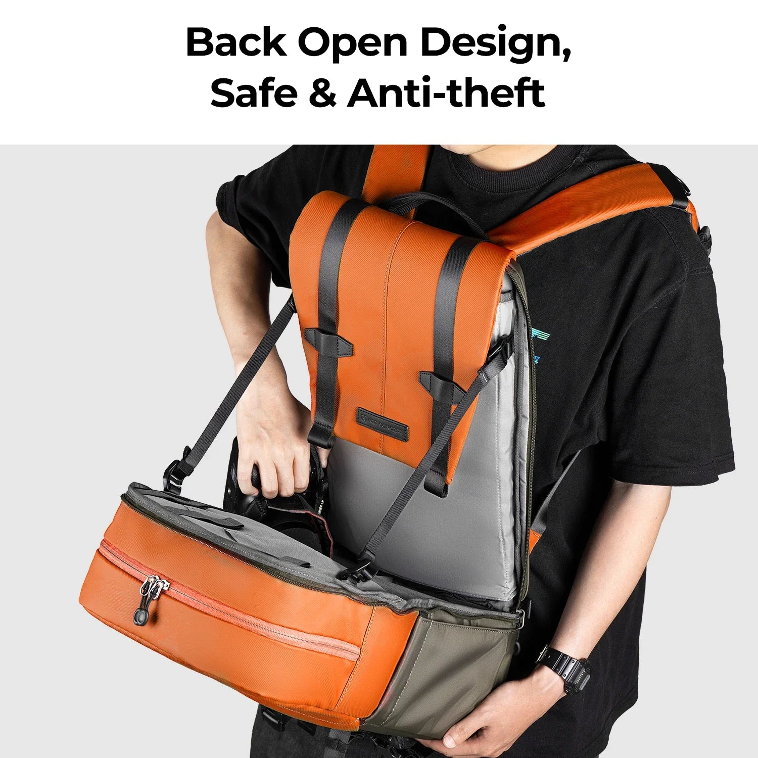20L Camera Backpack with Tripod Holder Orange