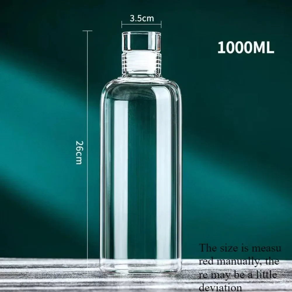 1000ml Glass Water Bottle  Transparent