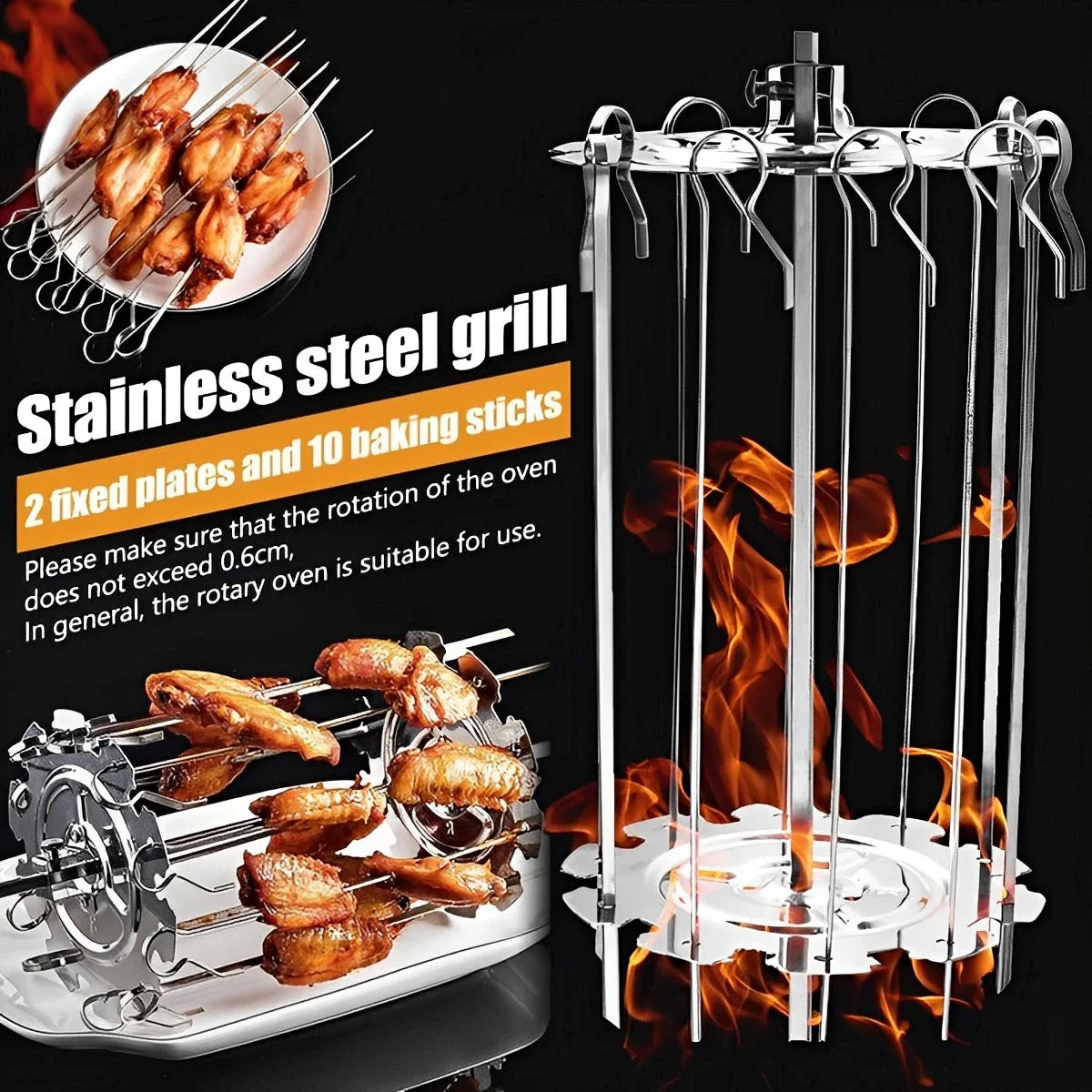 Grill Cage & Skewer Set Silver