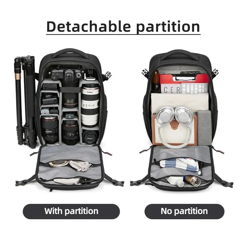 Multi-Functional Camera Backpack Black