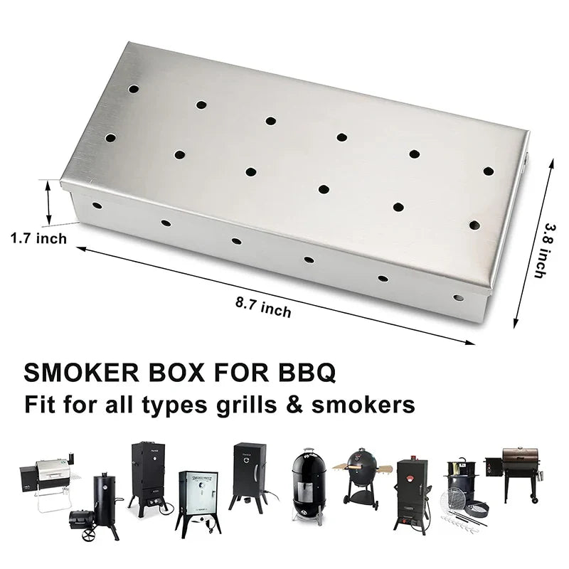 Smoker Box for Wood Chips Silver