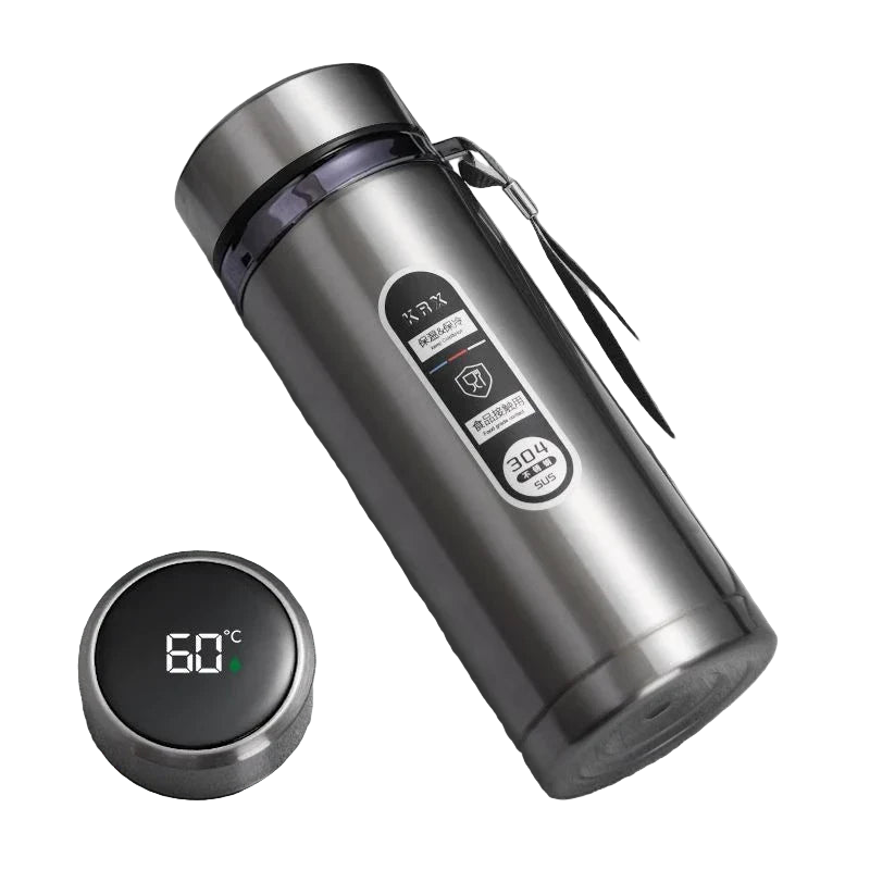 Thermos Bottle with LED Temperature Display Silver
