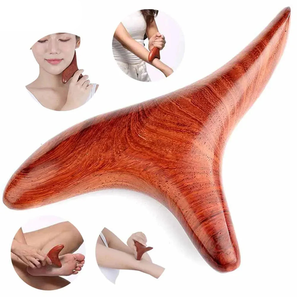 2Pcs Wood Therapy Gua Sha Massage Tool Brown