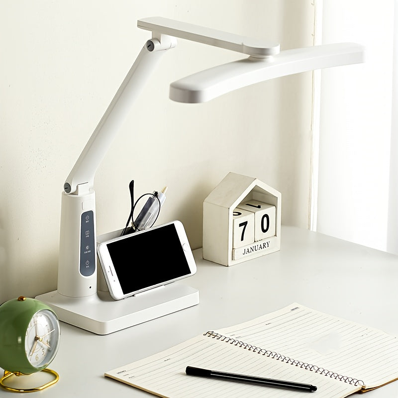 Desk Lamp with Adjustable Arm and Phone Holder