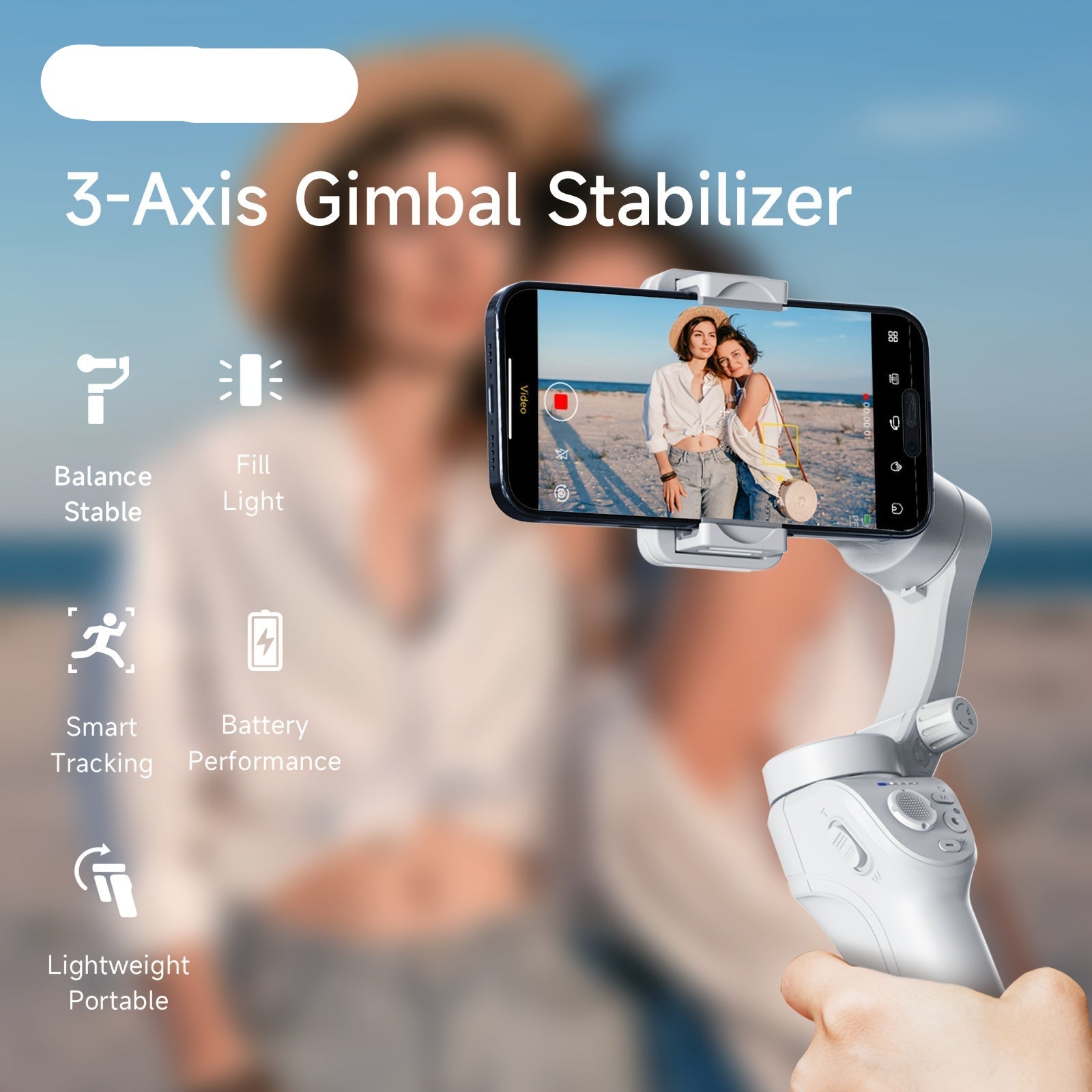 3-Axis Selfie Stick Stabilizer with LED & Face Tracking