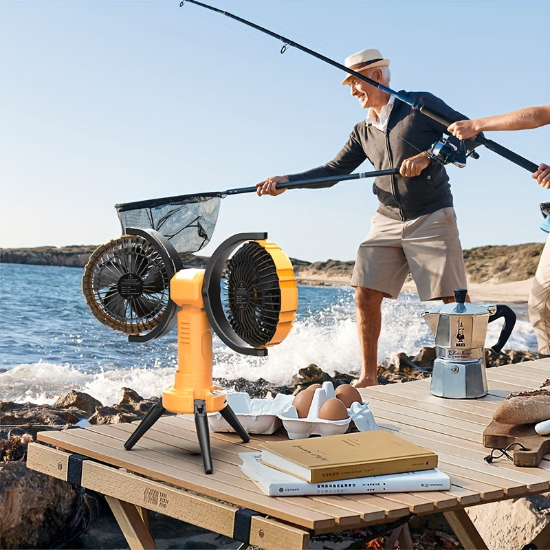 Dual-Head Rechargeable Desk Fan with 4-Speed Control
