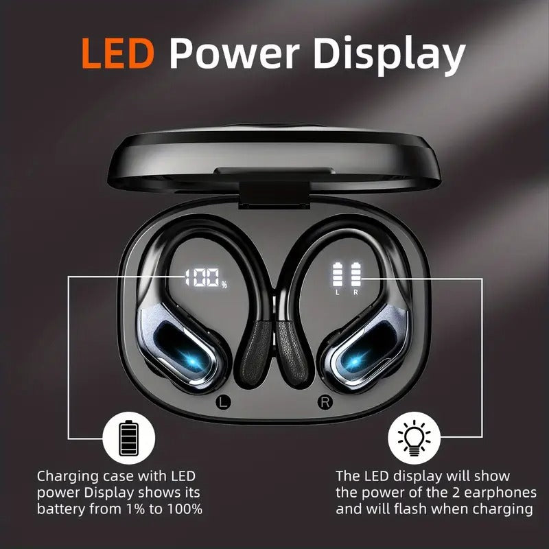 Wireless Sport Earbuds with Mic & LED Display