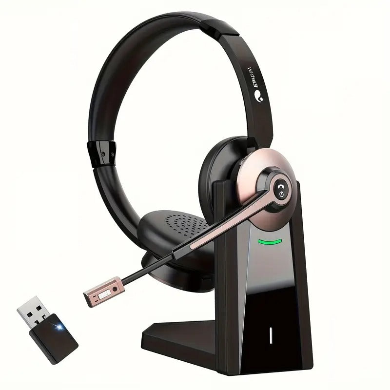 Wireless Headset with Mic and Charging Dock