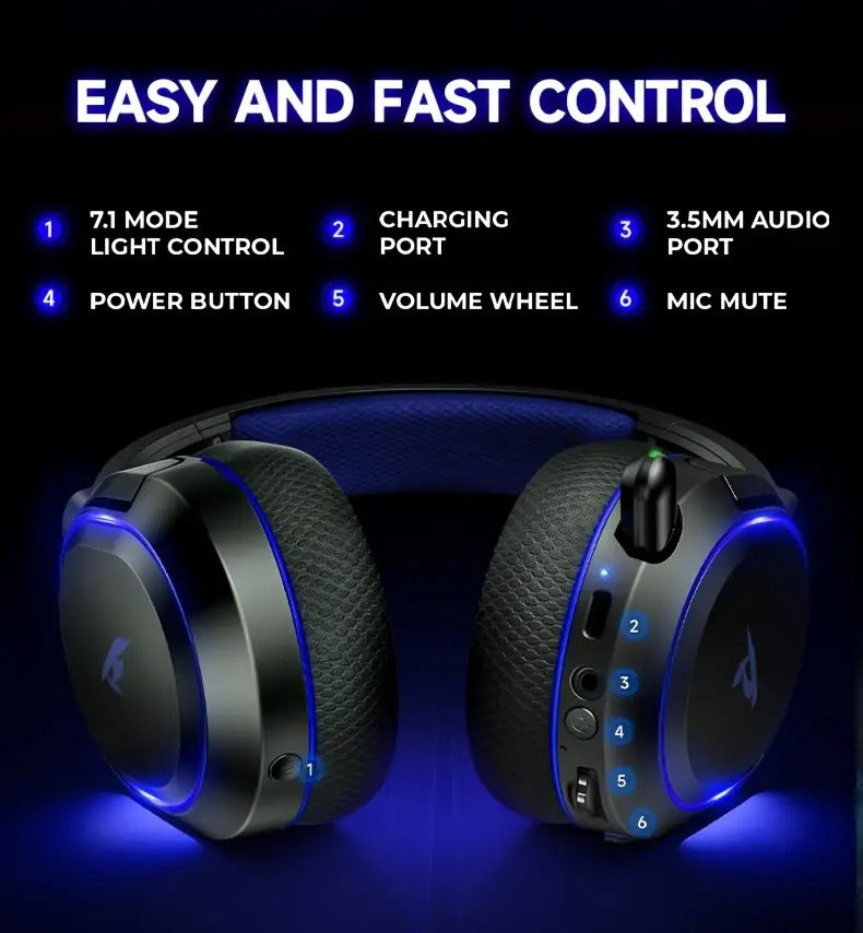 Wireless RGB Gaming Headset Surround