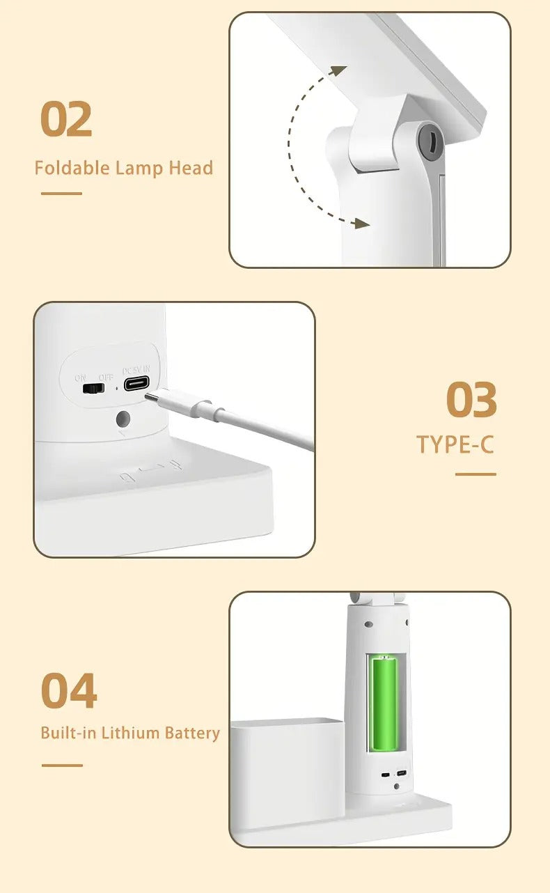 Desk Lamp with Adjustable Arm and Phone Holder