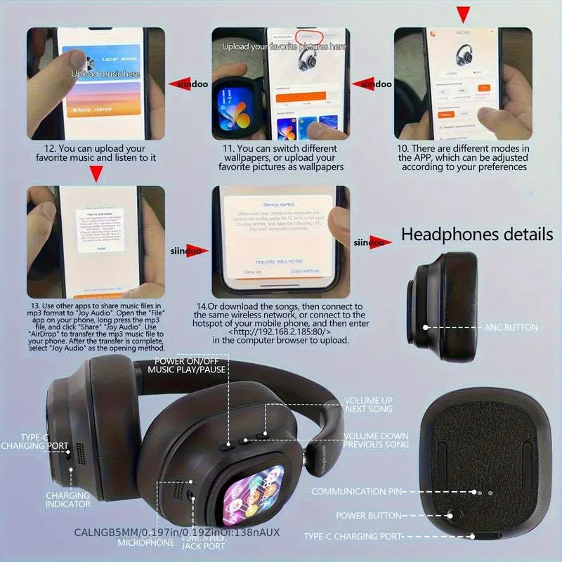 Hybrid Active Noise Cancelling Wireless Headphones