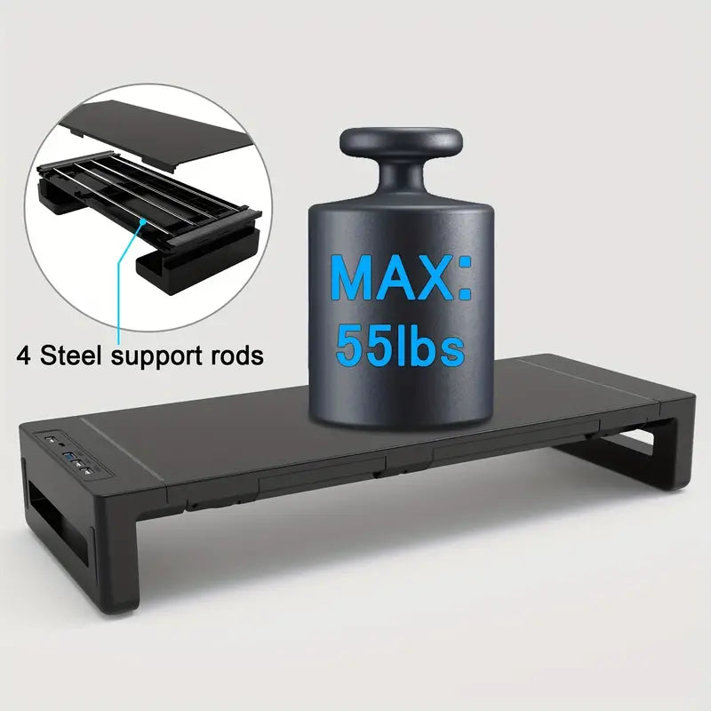 Ultimate Monitor Stand Riser: USB Hub, Data Port, and TYPE-C Charging Powerhouse
