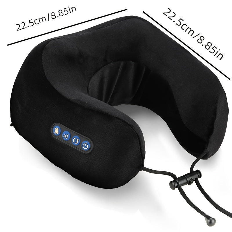 U-Shaped Heated Neck Massager Pillow - Usb Rechargeable(Black)