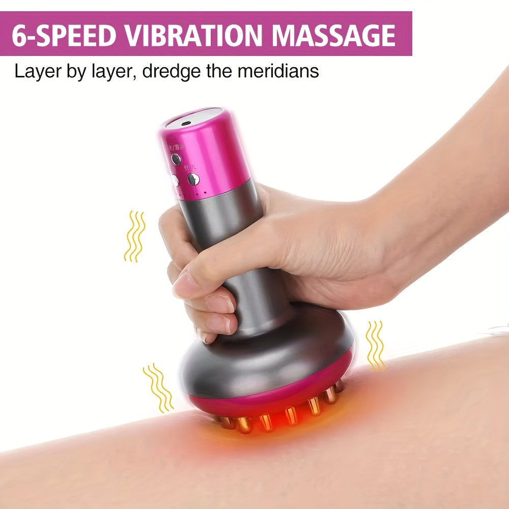 Heated Metal Back Massager - Handheld Smart Brush(Purple)