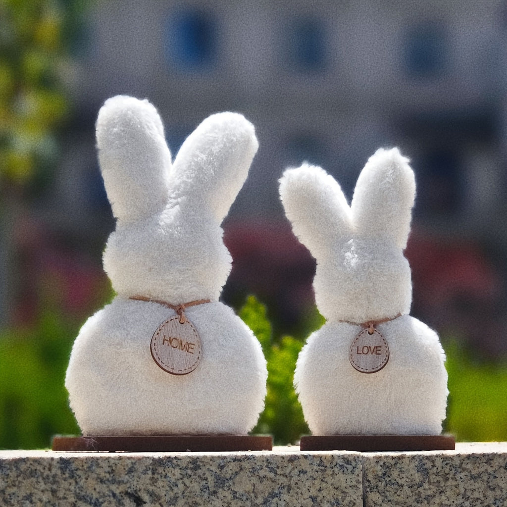 2Pcs Fluffy Bunny Easter Decoration Set