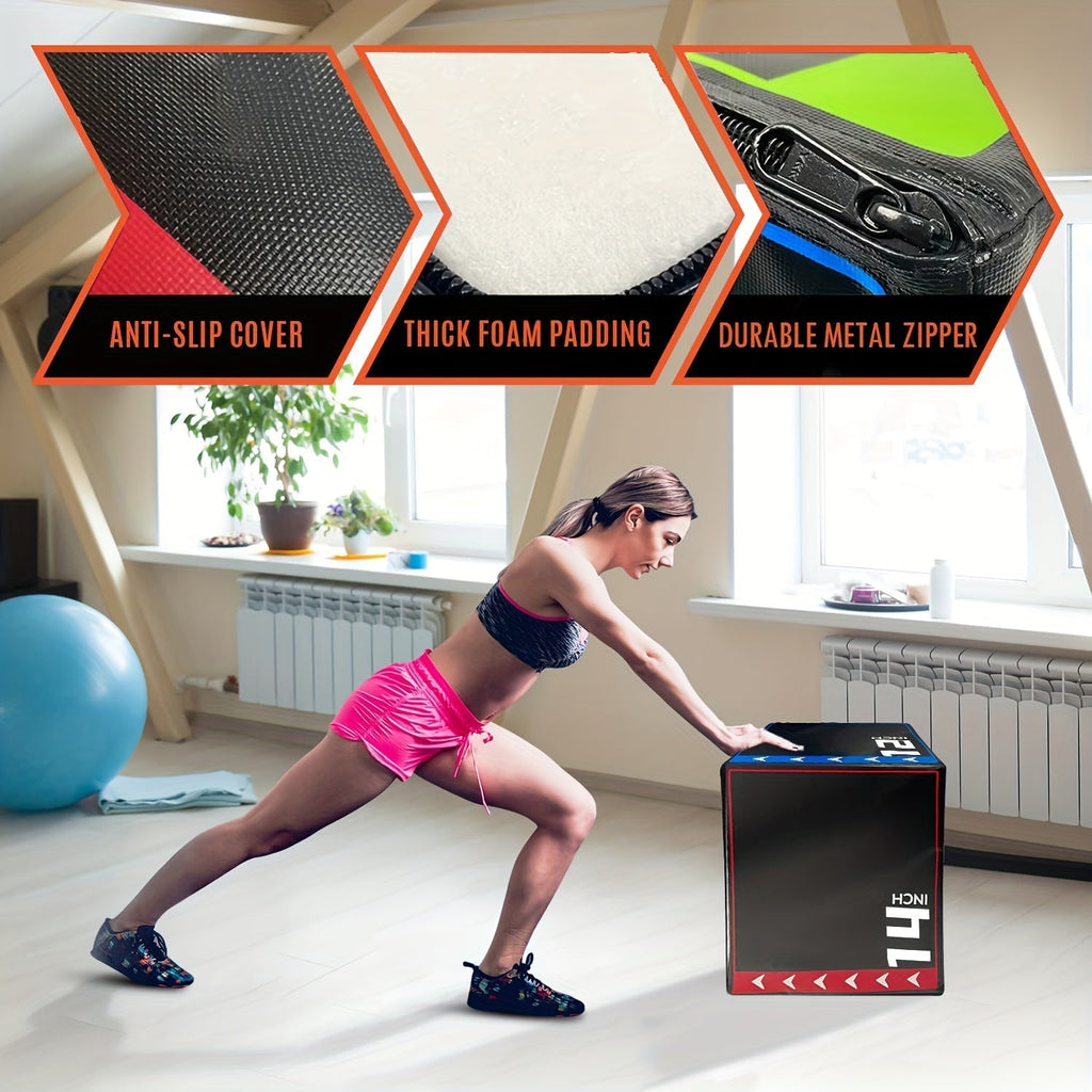 Versatile 3-In-1 Jump Box & Fitness Step(Black)
