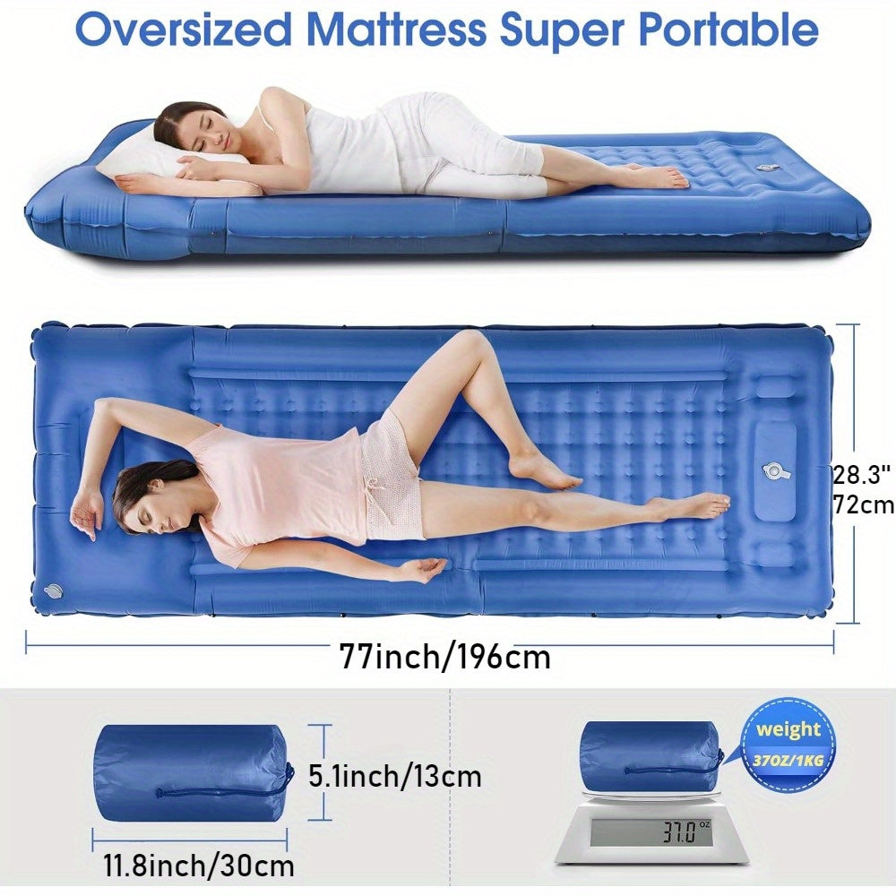 5-Inch Inflatable Camping Sleeping Mat with Pillow