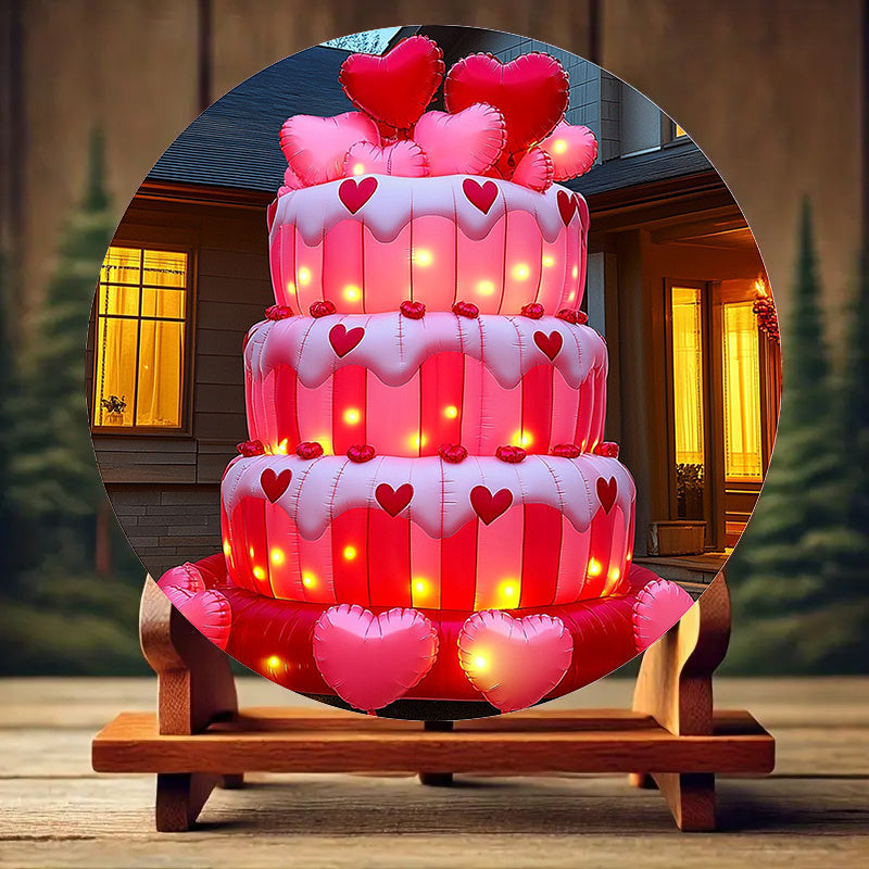 Giant Inflatable Cake With Heart Balloons