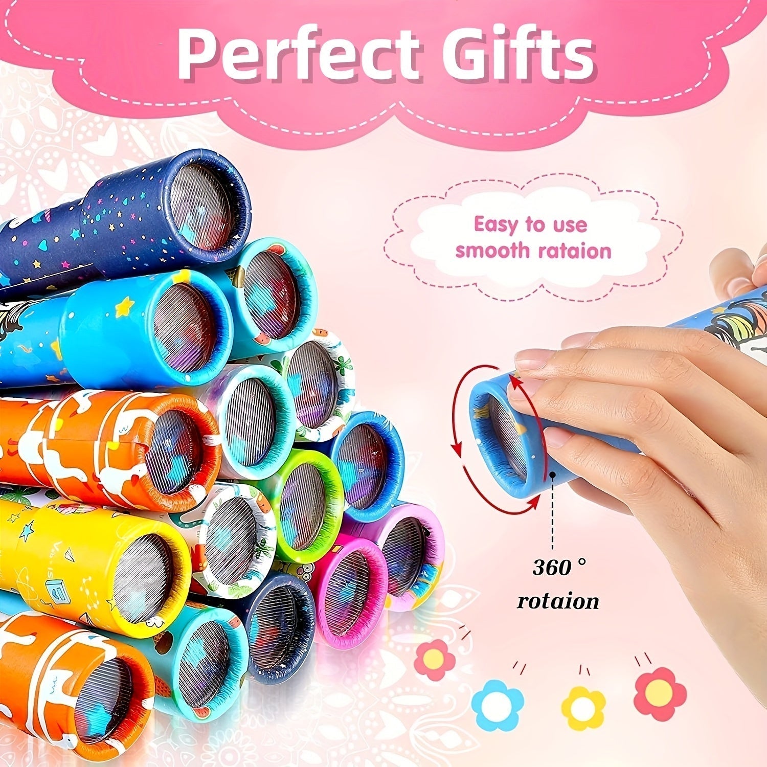 8-Pack Vintage Rotatable Magic Kaleidoscopes Educational Toys