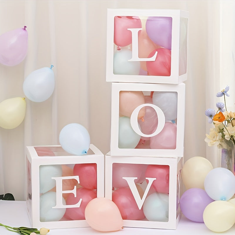 Transparent Balloon Box Set With White Love Letters