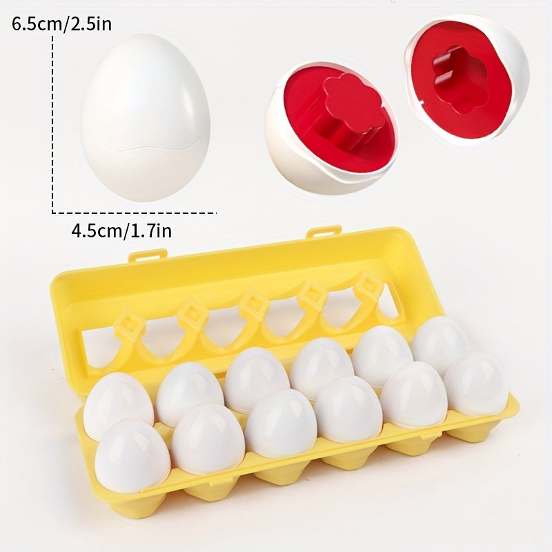 12-Pack Easter Shape Sorting Egg Toy Set for Toddlers