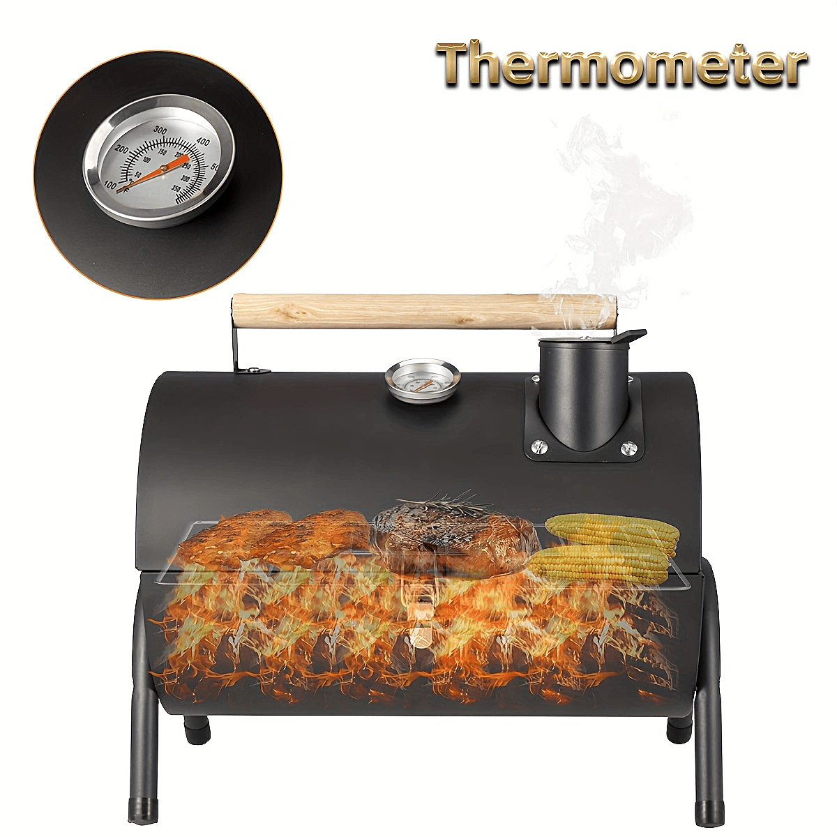 Portable Charcoal Grill BBQ Smoker with Handle