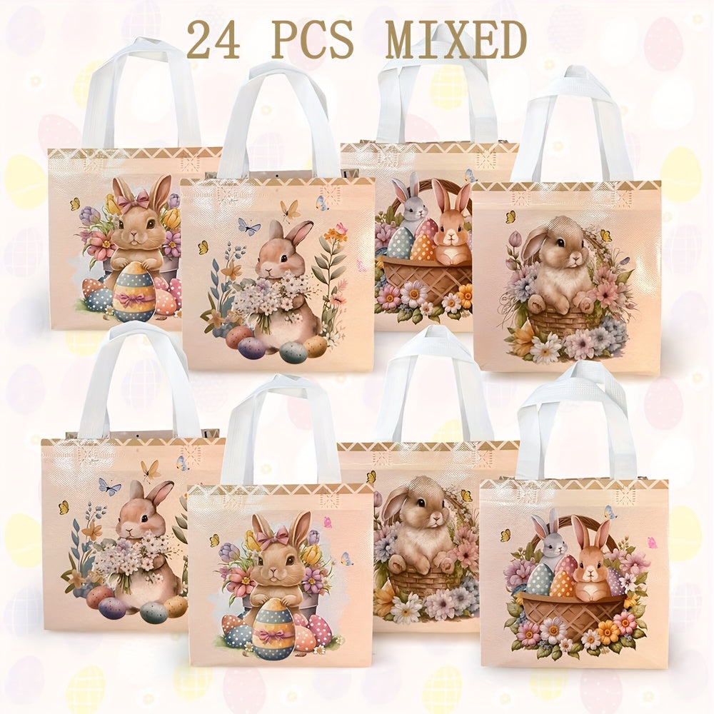 24pcs Vintage Easter Bunny Gift Bags Fabric Totes